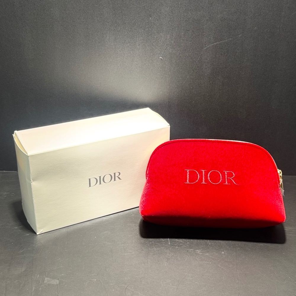 Red Velvet Dior Make up bag with Box NIB